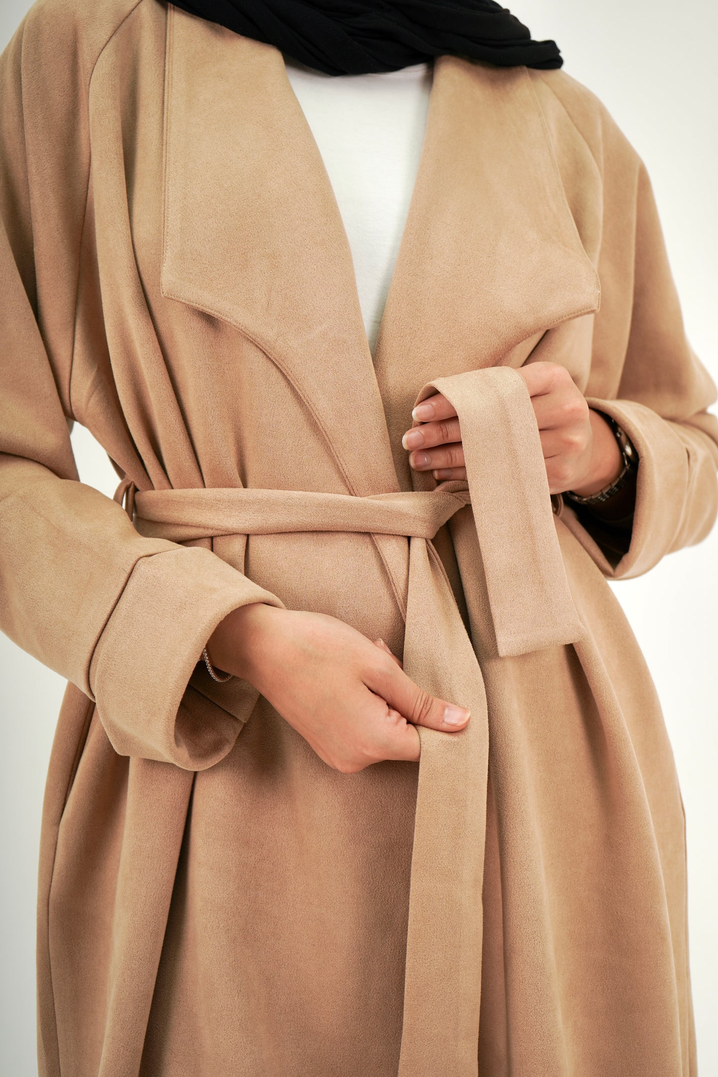 Suede Coat In Beige