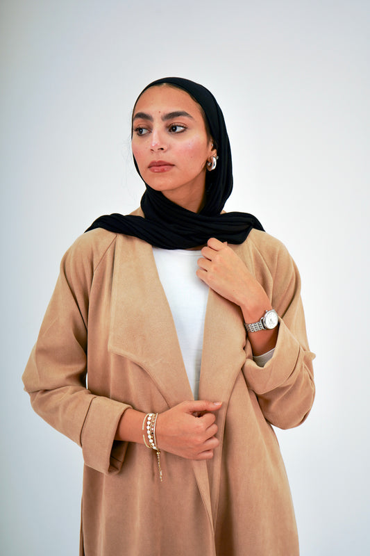 Suede Coat In Beige