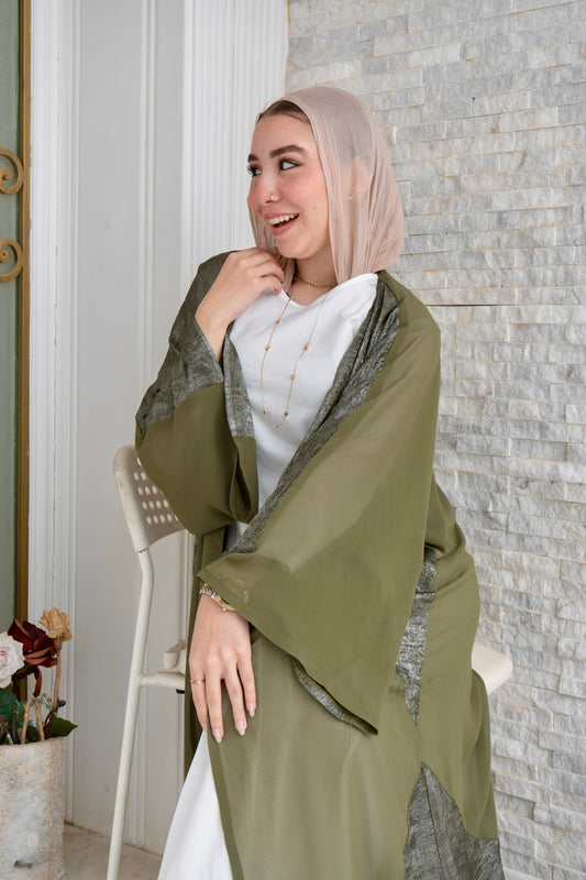 The shiny Kuftan In Olive